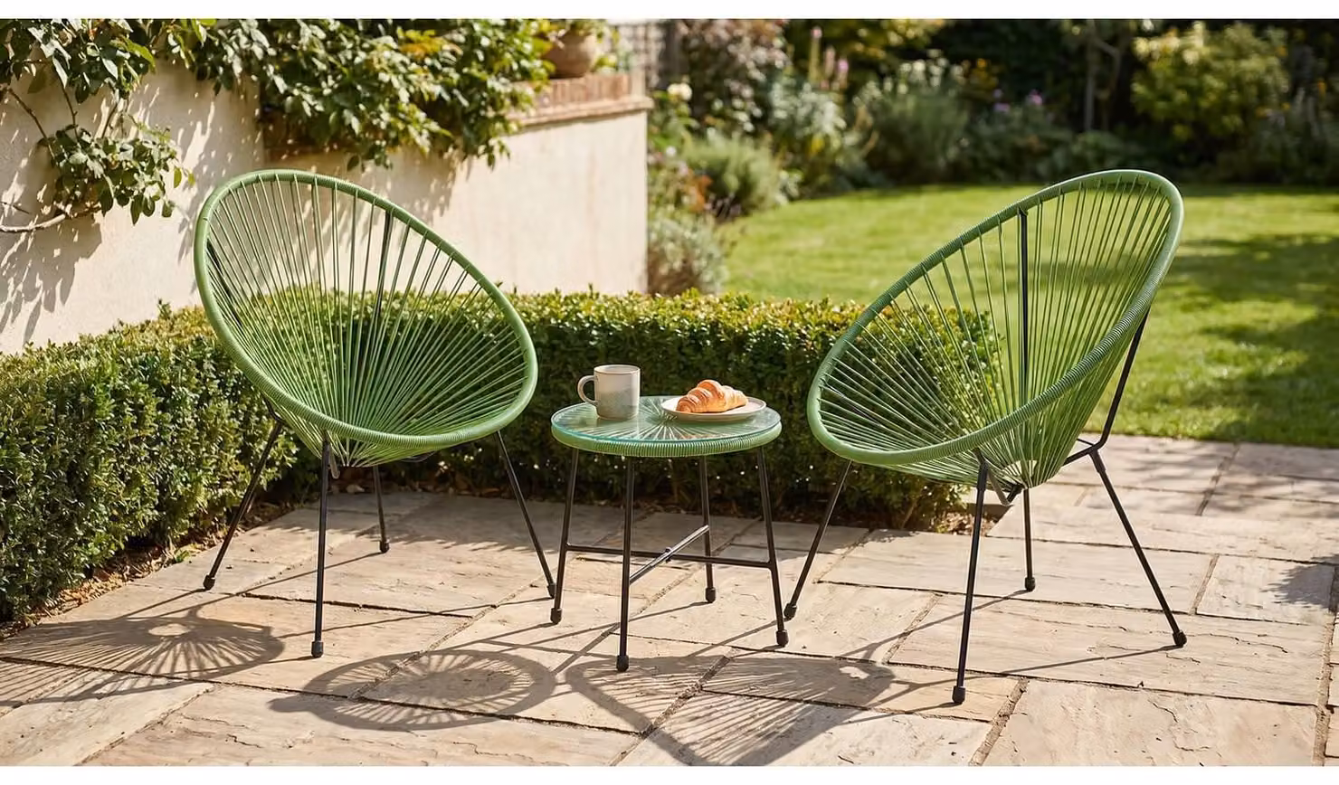 Serenity 2 Seater Metal Garden Bistro Set in Green