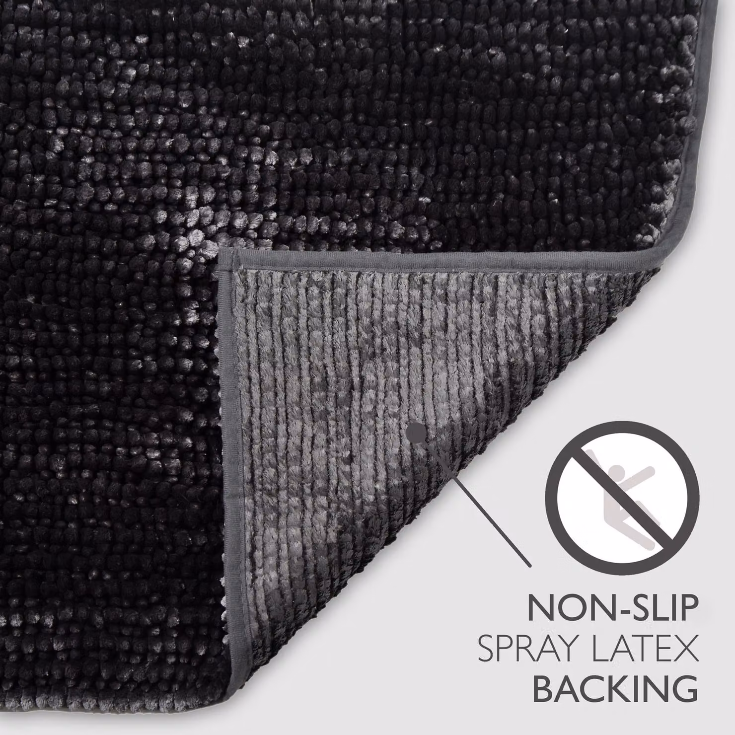 Allure Bath Fashions Velvet Chenille Bobble Non-Slip Quick Drying Bath Mat in Charcoal Grey, W: 80 cm, D: 50 cm – 2