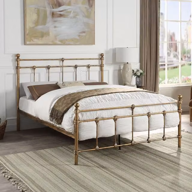 SlumberWorx Classic Metal Bed Frame in Gold