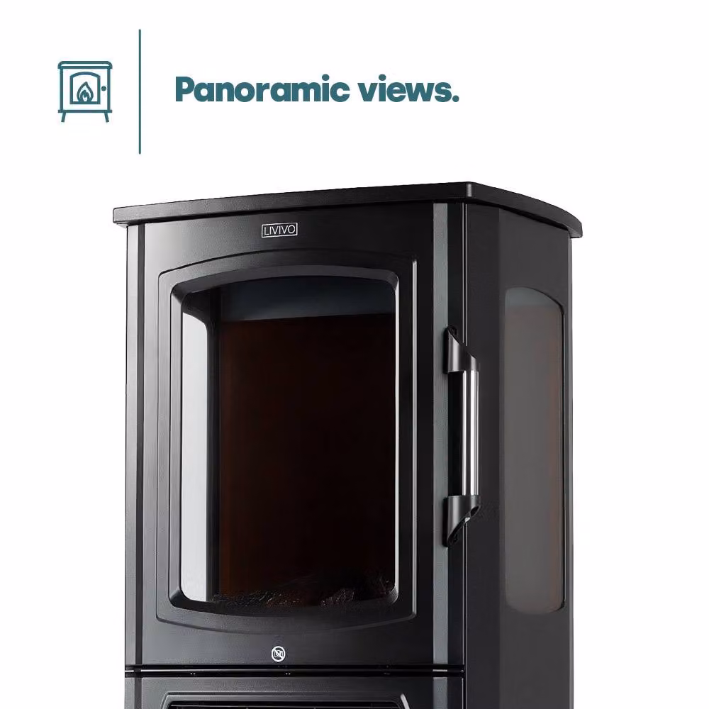 LIVIVO Islington Electric Log Burner in Black – 3