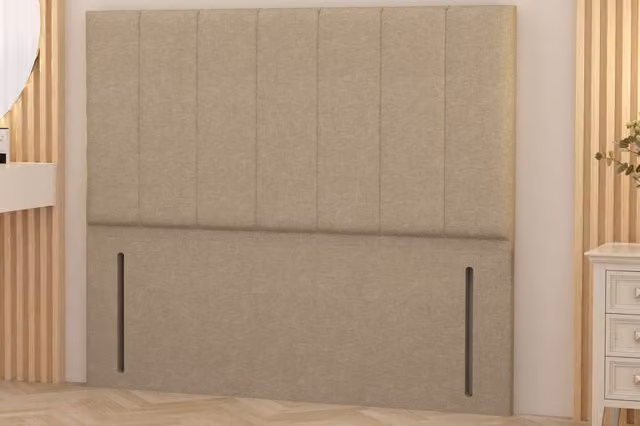 Somnior Austin Linen Fabric Upholstered Divan Headboard in Beige, Super King Size