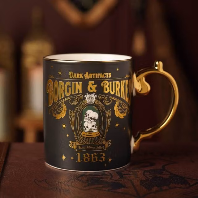 Widdop and Co Harry Potter Borgin & Burkes Ceramic Mug in Black and Gold, 300ml – 1