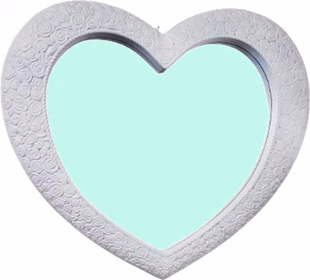 Biznest Antique Style Heart Shape Wall Mirror in White