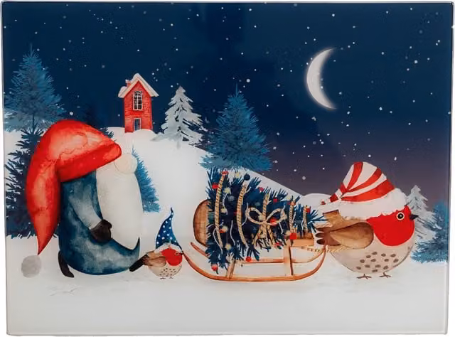 English Tableware Company Festive Forest Friends Rectangular Glass Worktop Saver - Blue