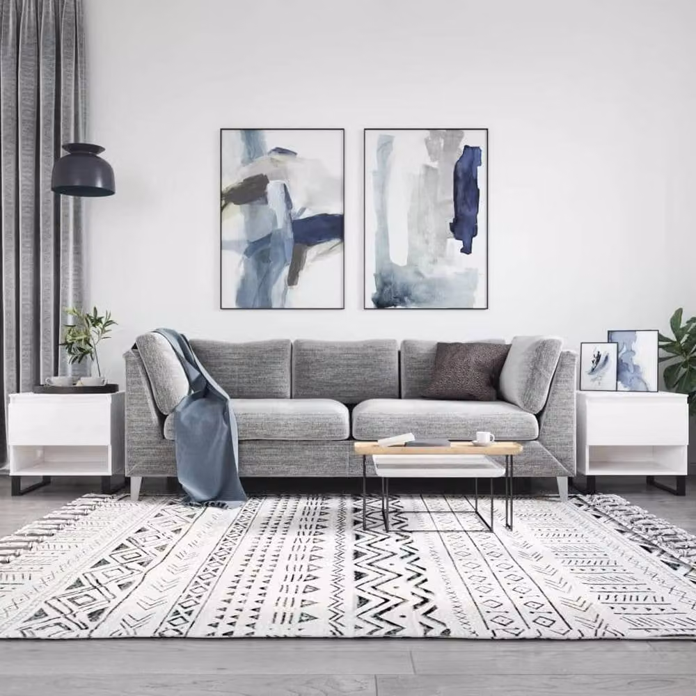 Berkfield Home Modern High Gloss White Coffee Table Set of 2, W/D/H: 50 x 46 x 50 cm – 1