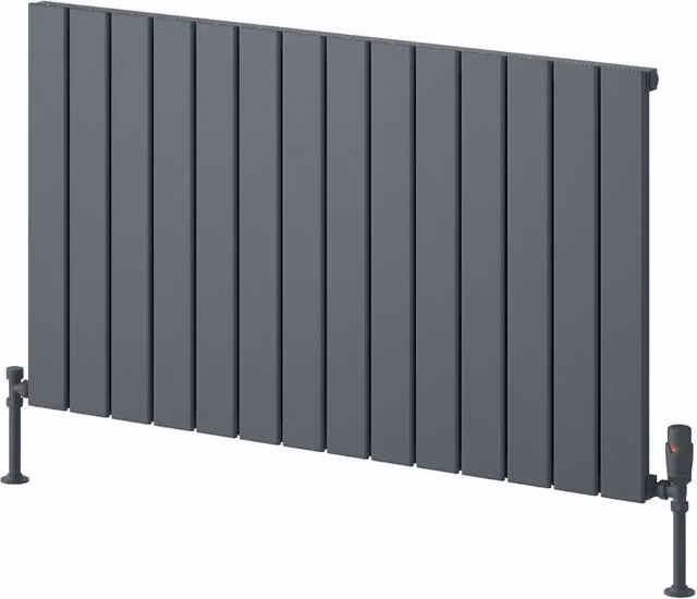 Bathroom Kingdom Piatto Anthracite Single Flat Panel Horizontal Aluminium Radiator, W: 104.5 cm, H: 60 cm, Grey