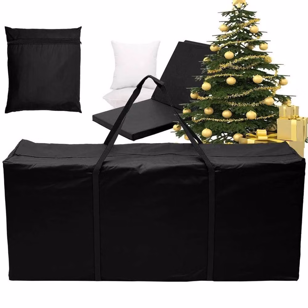 KORVIXA Black Outdoor Garden Furniture Cushion Storage Bag, 100 cm – 5