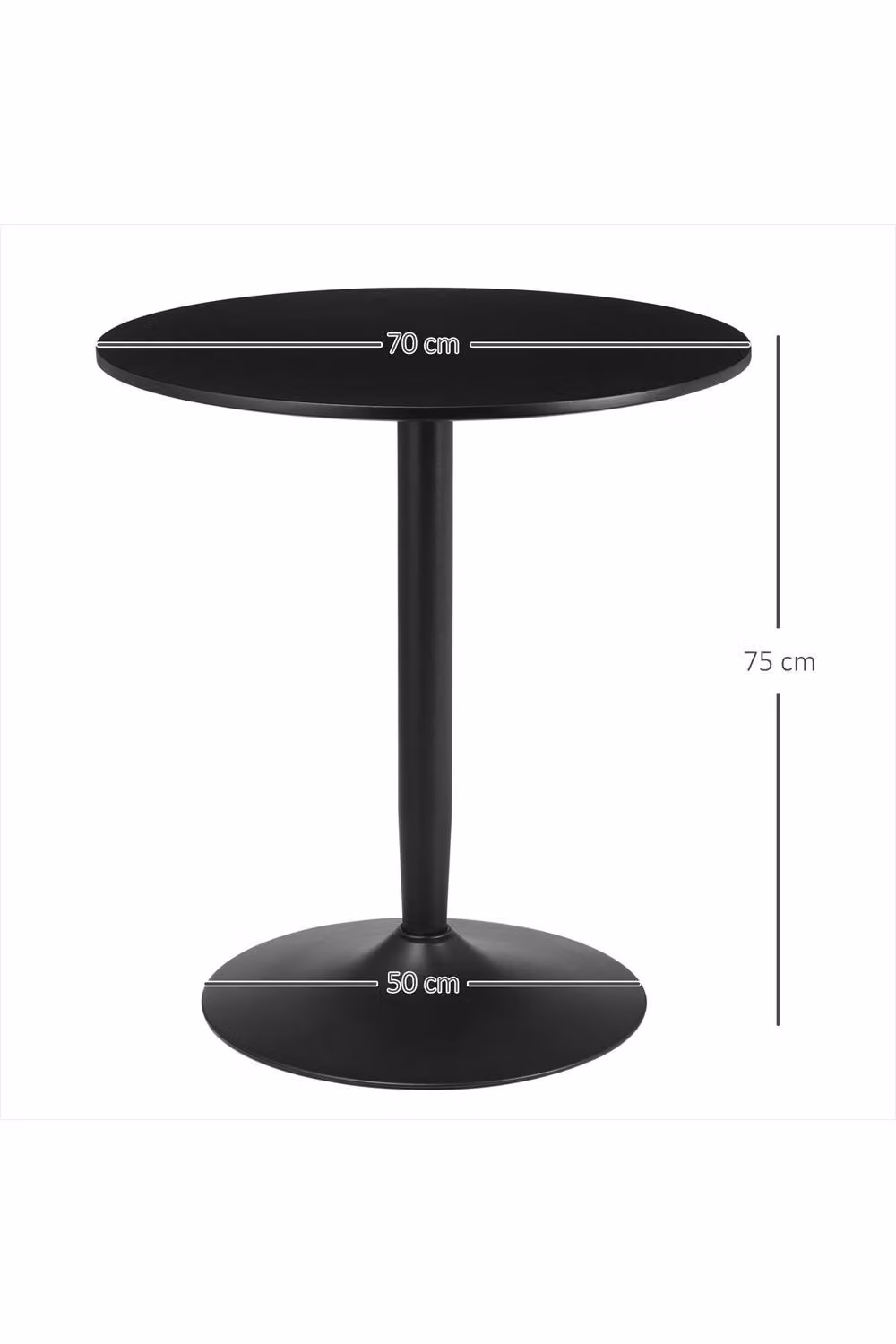 ERGOVEXA Minimalistic Round Two-Person Dining Table, Black, H 75 cm x Φ 70 cm – 2
