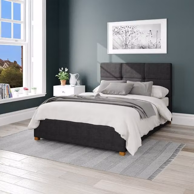 Aspire Modern Upholstered Ottoman Storage Bed in Black, W/D/H: 120 x 200 cm