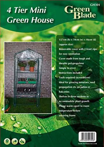 Green Blade 4 Tier Plastic Mini Greenhouse in Green – 2