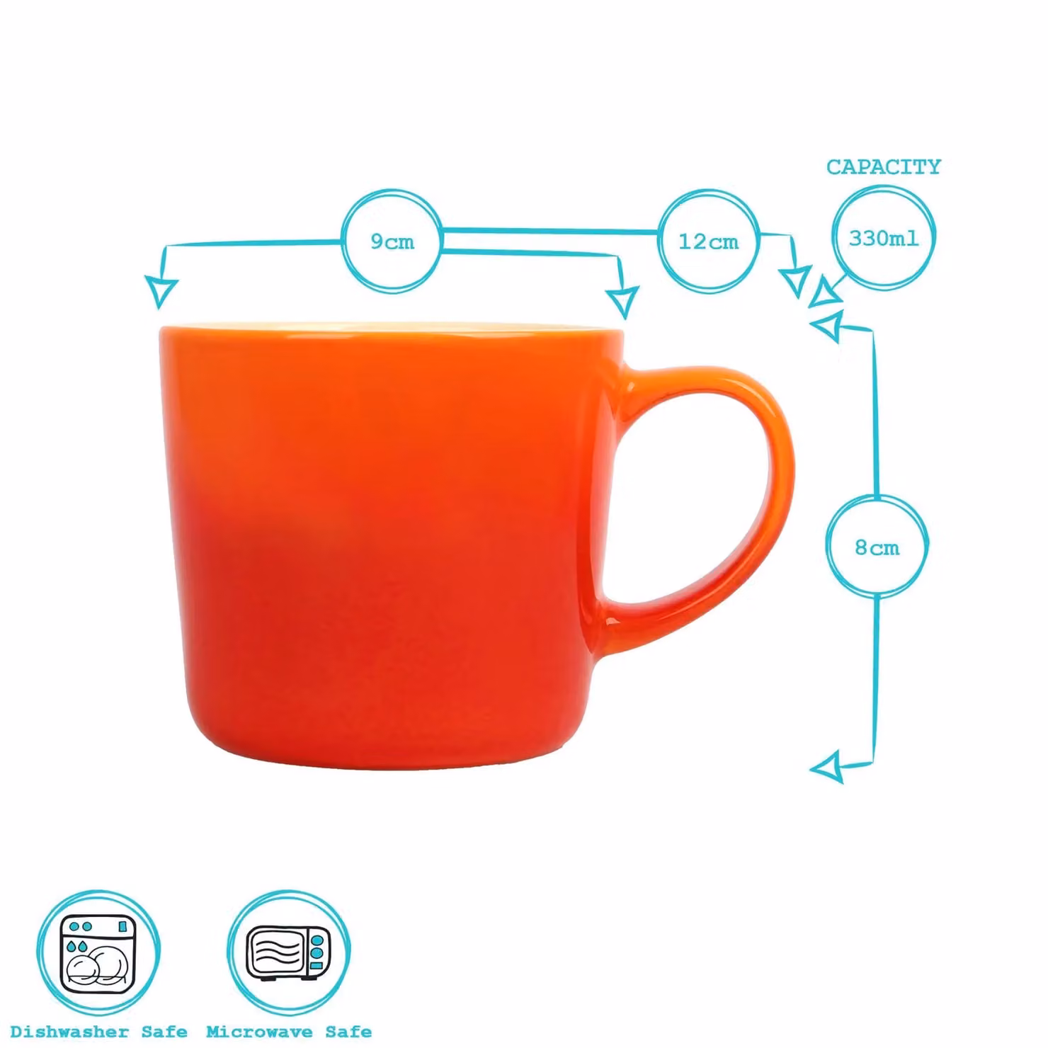 Argon Tableware Ombre Coffee Mug, 330ml, Glazed New Bone China, Orange – 5