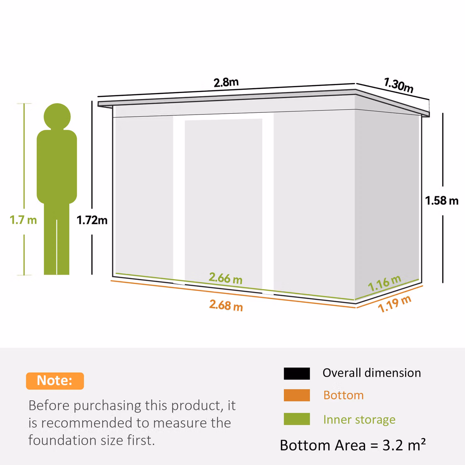 Outsunny Metal Pent Garden Storage Shed with Sliding Doors and Window, Grey, W/D/H: 274.32 x 116.0 x 158.0 cm – 3