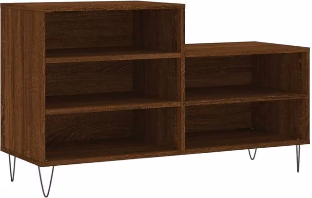 Berkfield Home Modern Shoe Cabinet in Brown Oak, W/D/H: 102 x 36 x 60 cm