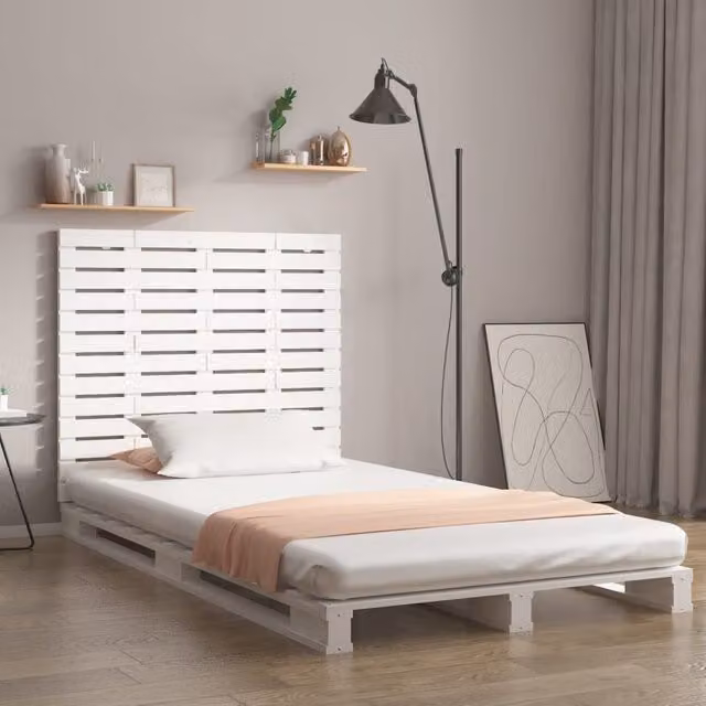 Berkfield Home White Lacquered Solid Pine Wall Mount Headboard W/D/H: 96 x 3 x 91.5 cm – 1