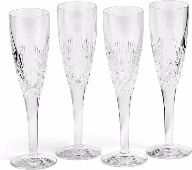 Royal Doulton Set of 4 Clear Geometric Crystal Champagne Flutes