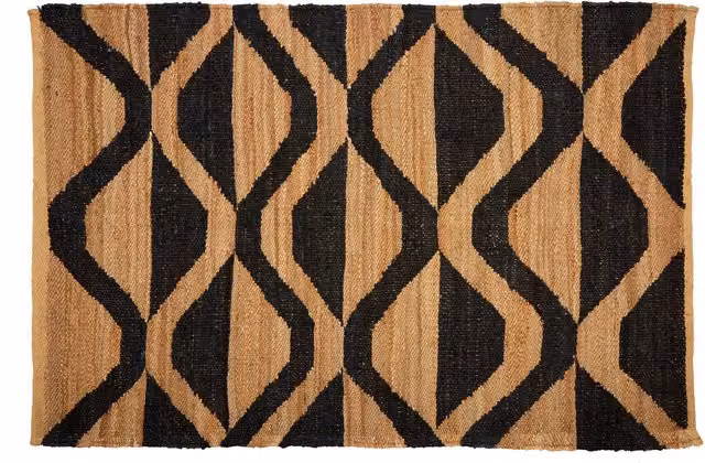 Orsina Bosie Round Woven Hemp and Jute Rug in Brown, Black and Sand, Diameter: 100 cm – 1