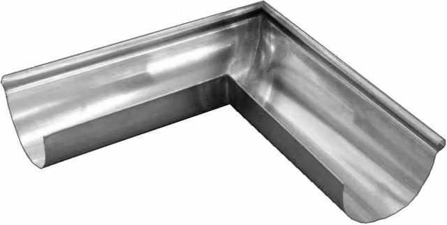 Coppa Gutta Titanium Zinc Silver Half Round Gutter External 90 Degree Corner, 165mm