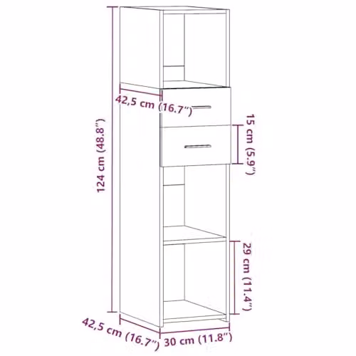 vidaXL Minimalist Black MDF Highboard with Internal Shelves and Open Shelf Doors, W/D/H: 124.0 x 30.0 x 21.0 cm – 3