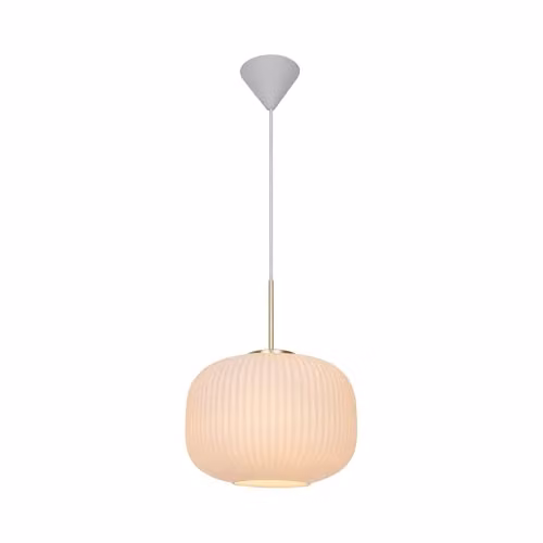 Nordlux Milford Pendant Light in White Opal Glass with Gold/Brass Finish, Diameter: 30 cm