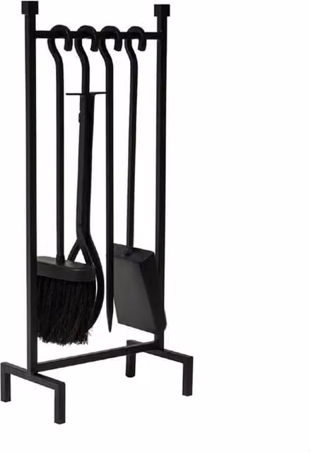 Lemon Pavilion Metal Hanging Fireside Companion Set in Black, W: 13 cm, D: 22 cm, H: 51 cm