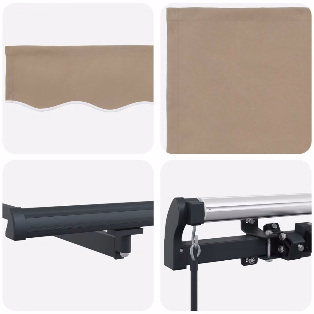 Berkfield Home Manual Retractable Folding Arm Awning in Beige, W: 300 cm, D: 250 cm – 3