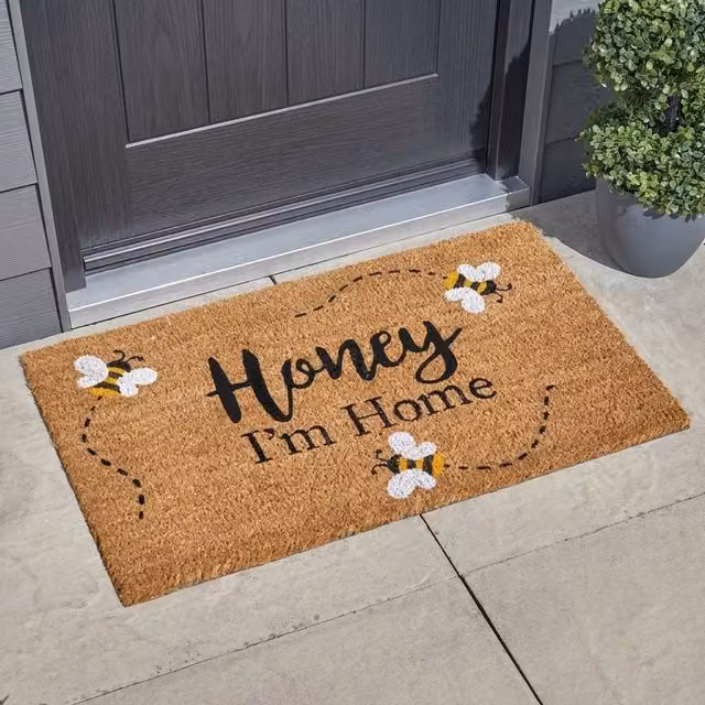 Garden Greatness Honey I'm Home Natural Coir Doormat, Brown and Beige, W/D/H: 75 x 45 x 1.5 cm