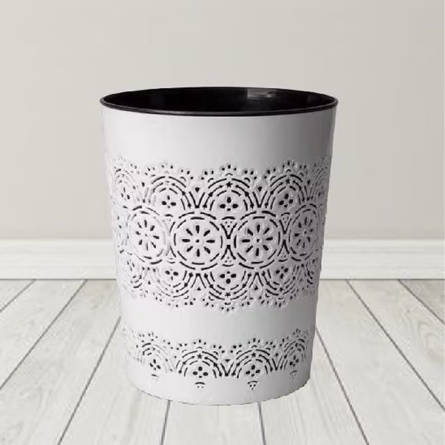 Blue Canyon White and Black Freestanding Waste Paper Bin W/D/H: 28.0 x 23.0 x 9.0 cm