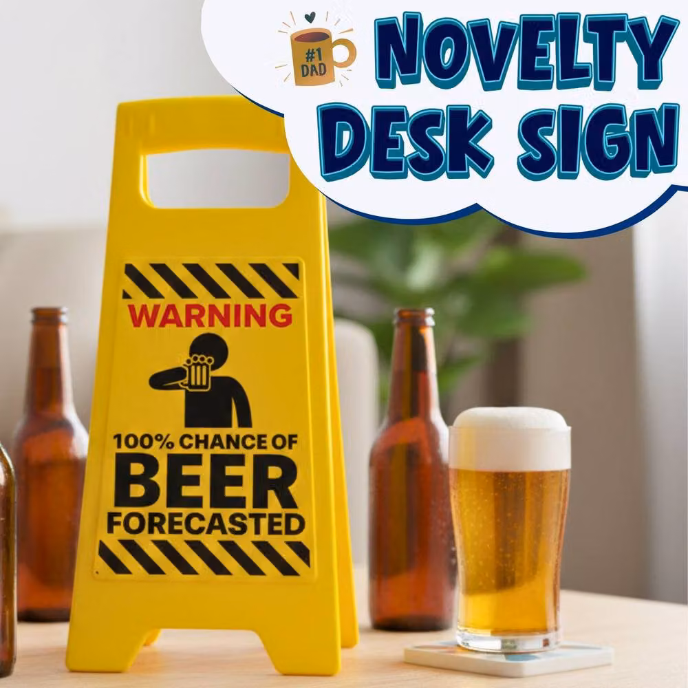 Boxer Gifts 100% Chance of Beer Forecasted Warning Sign Yellow Novelty Tabletop Decor – 2