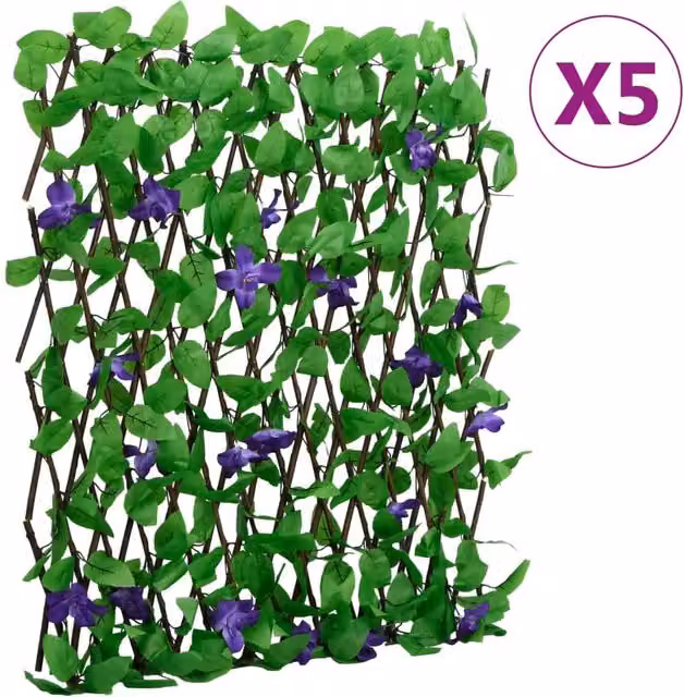 Berkfield Home Artificial Ivy Trellis Expandable Wall-Mounted Hedge, Green, 5 Pieces, W: 180 cm, H: 70 cm – 1