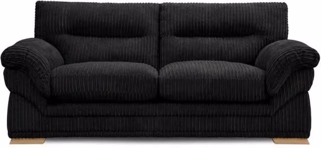 Bliss Furniture Amalfi 3 Seater Claude Sofa in Black Modern Plush Fabric
