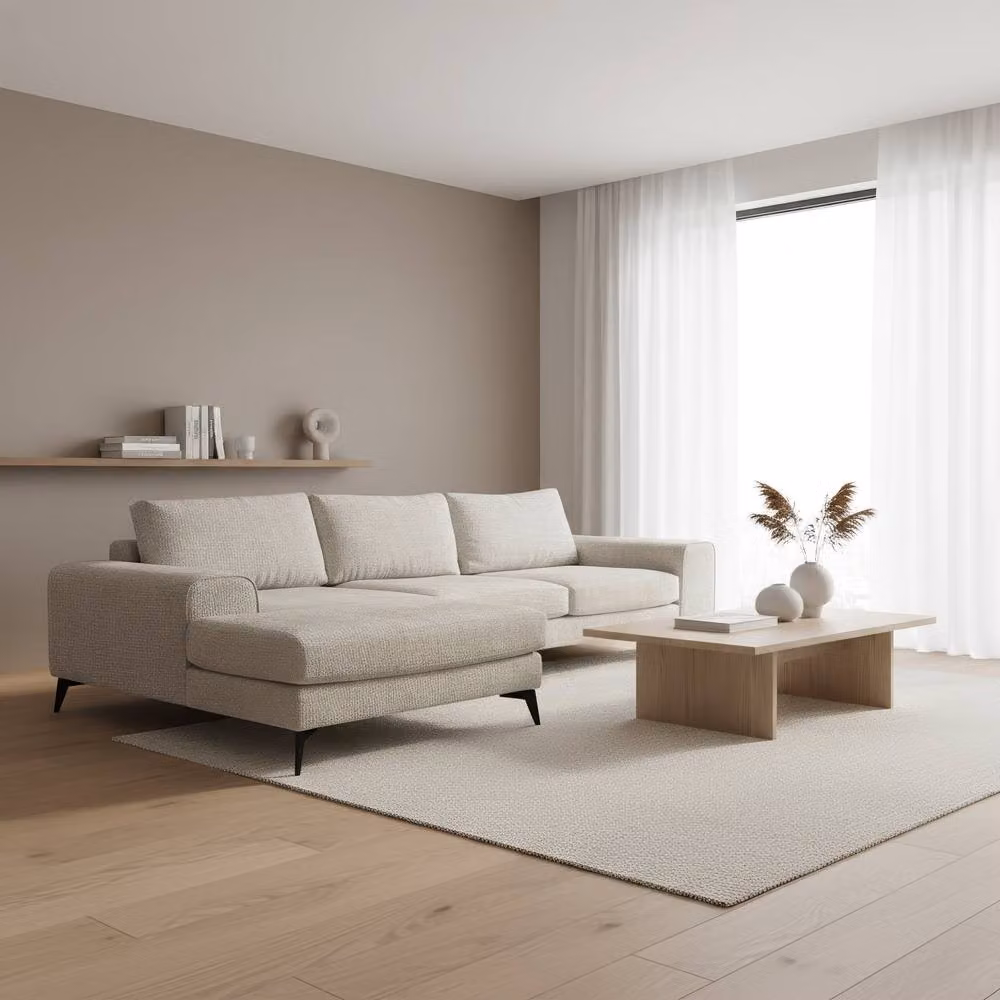 Abakus Direct Venice L-Shaped Corner Sofa in White, Left Facing – 2