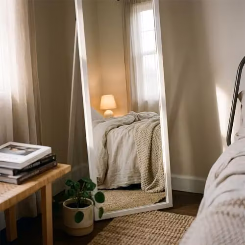 Harbour Housewares Rectangular Full-Length Freestanding Mirror in White, H 137 cm x W 35.5 cm x D 45.5 cm – 7