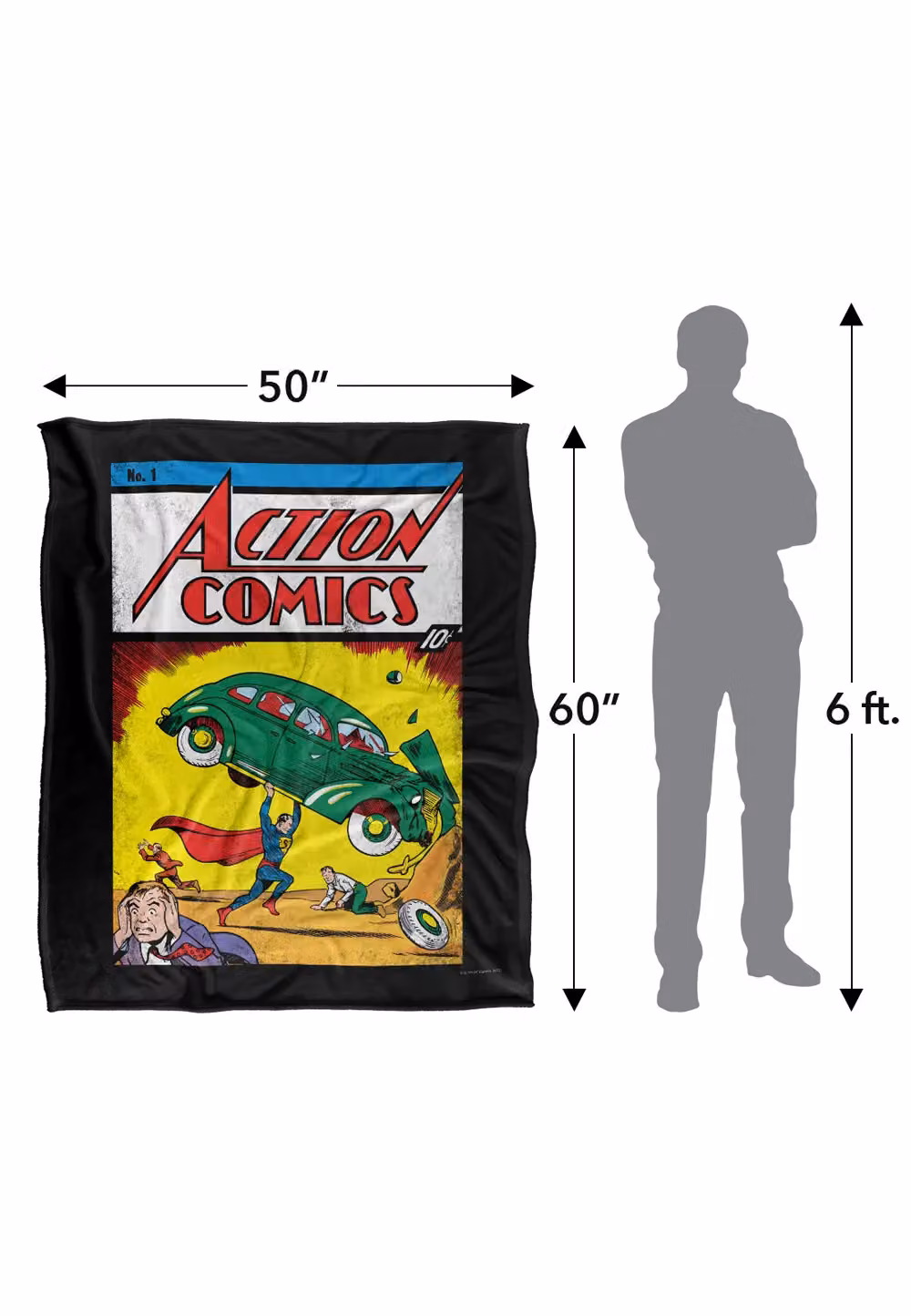 DC Comics Superman Action No. 1 Silky Touch Super Soft Throw Blanket, White and Multicolour, W/D/H: 152 x 127 cm – 9