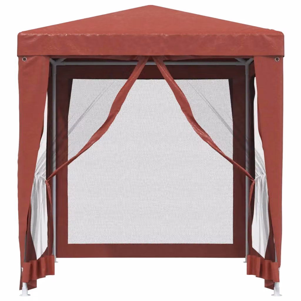 Berkfield Home Red Party Tent with 4 Mesh Sidewalls, W/D: 2 x 2 m – 3
