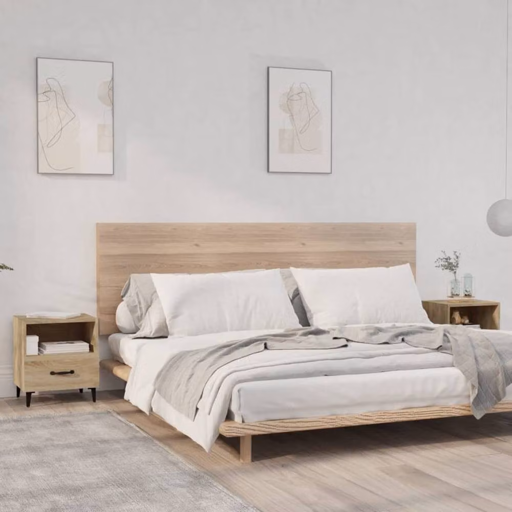 Berkfield Home Set of 2 Bedside Cabinets in Sonoma Oak Light Brown Engineered Wood – 2