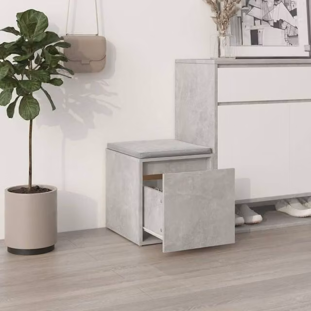 Berkfield Home Stylish Box Drawer in Concrete Grey, W/D/H: 40.5 x 40 x 40 cm