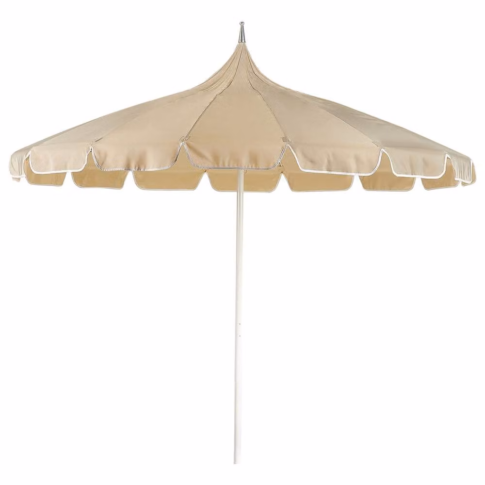 Wyld and Coco Garden Market Parasol in Beige and White with Aluminium Pole and Polyester Canopy, Diameter: 245 cm – 2