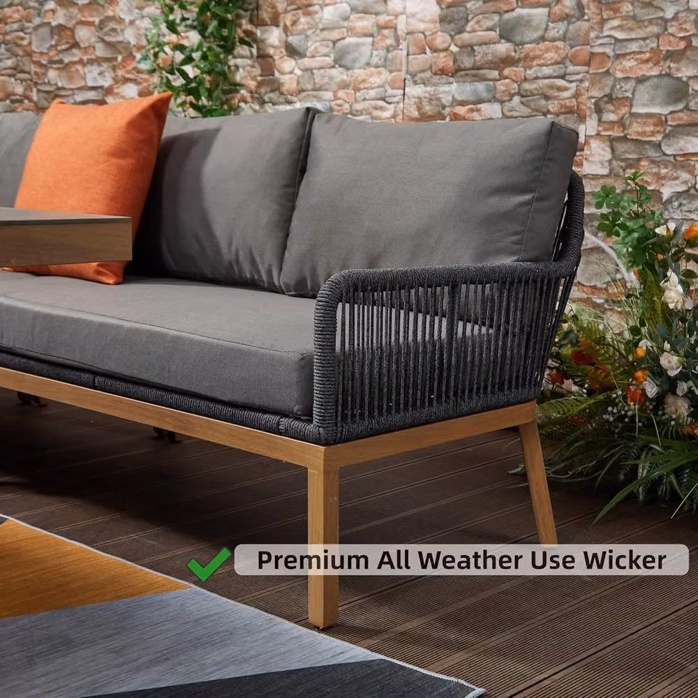 FURNITURE ONE 9 Seater Aluminium Outdoor Corner Sofa Set with Lifting Table in Grey – 3