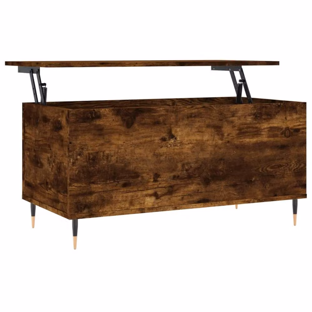 Berkfield Home Modern Rectangular Coffee Table in Smoked Oak Brown with Lift Mechanism, W/D/H: 90 x 44.5 x 45 cm – 3