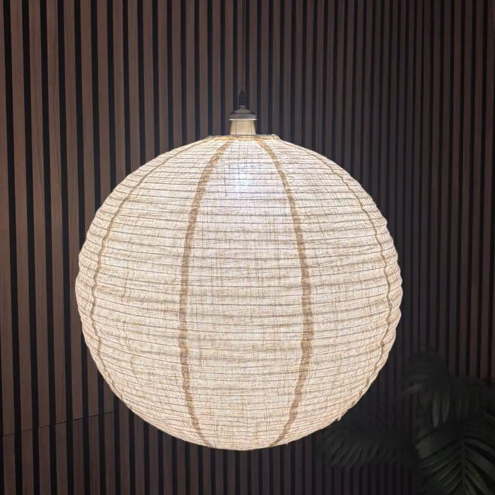 CGC Lighting Sybil Handmade Linen Easy Fit Round Globe Lampshade in Beige, Diameter: 50 cm – 3
