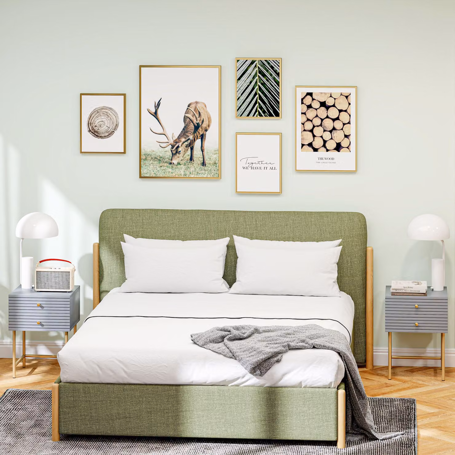 HOMCOM Set of Two Elegant Grey and Gold-Tone Bedside Tables – 2