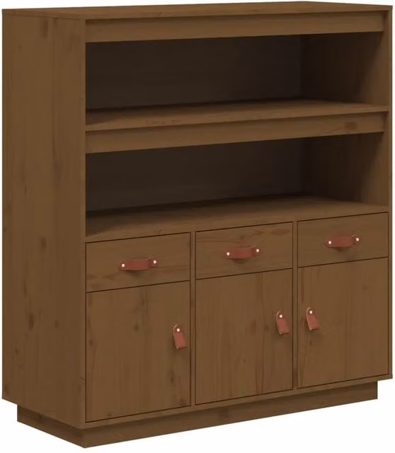 Berkfield Home Rustic Solid Wood Pine Highboard in Brown, W/D/H: 100 x 40 x 108.5 cm