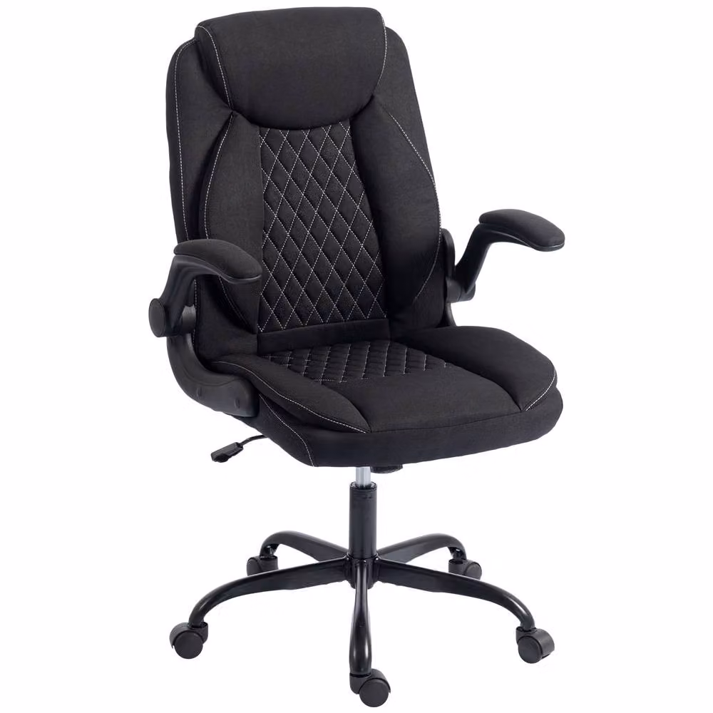 STILVORA Black Fabric Task Chair with Swivel Seat and Armrests for Home Office – 5
