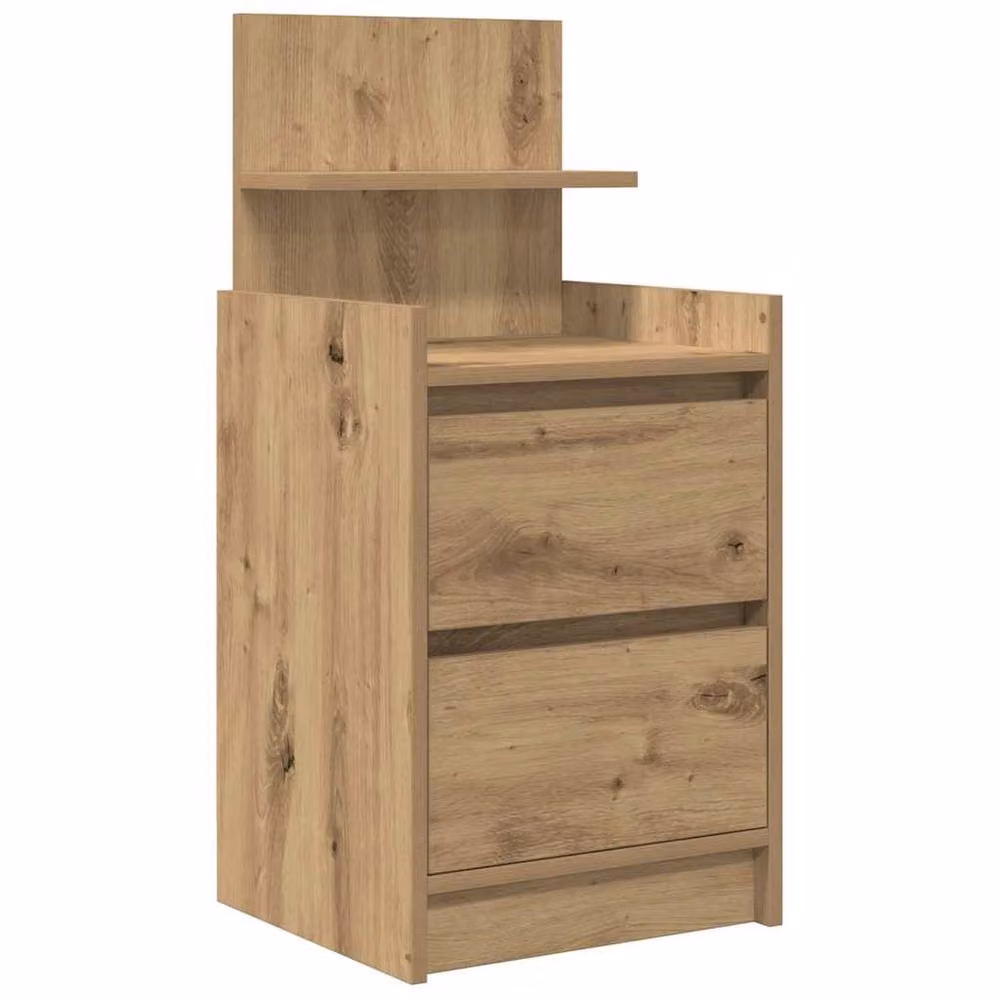 Berkfield Home Artisan Oak Bedside Cabinet with 2 Drawers, Brown, W/D/H: 38 x 34 x 80 cm – 2