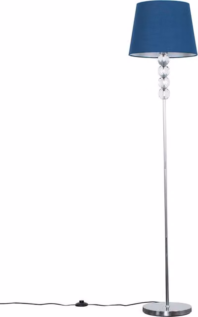 ValueLights Modern Silver Chrome and Clear Acrylic Sphere Floor Lamp with Navy Blue Fabric Shade