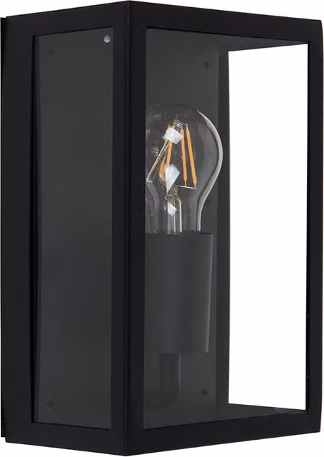 ValueLights Tideswell Black Outdoor Wall Light with Glass Shade