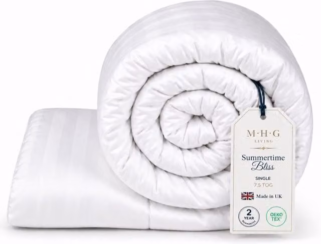 MHG Living Single 7.5 Tog Summer Lightweight Microfibre Hollow Fibre Duvet in White