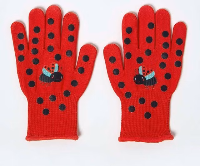 Homescapes Children's Gardening Gloves in Red and Yellow