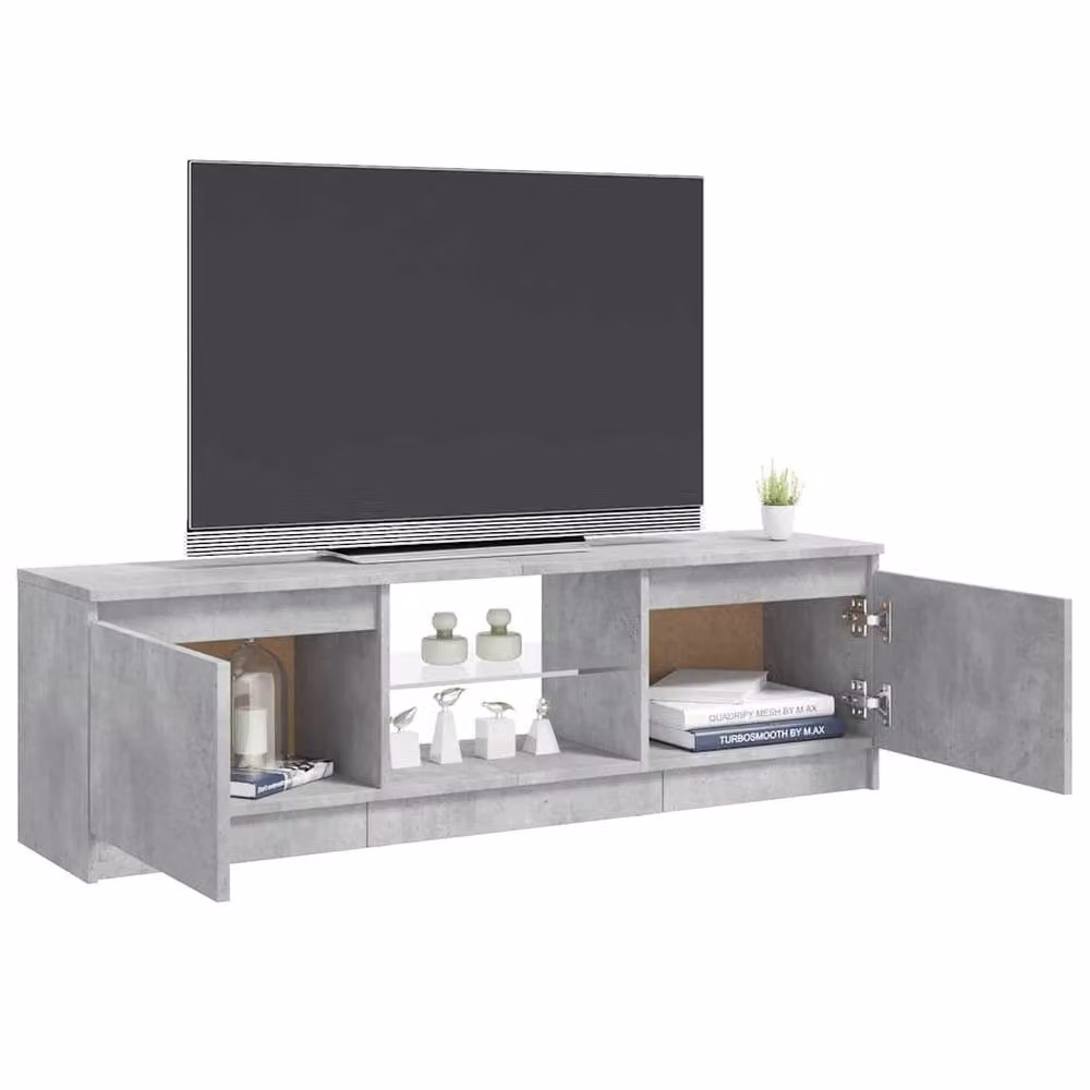 Berkfield Home Modern TV Cabinet with LED Lights in Concrete Grey, W/D/H: 120 x 30 x 35.5 cm – 3