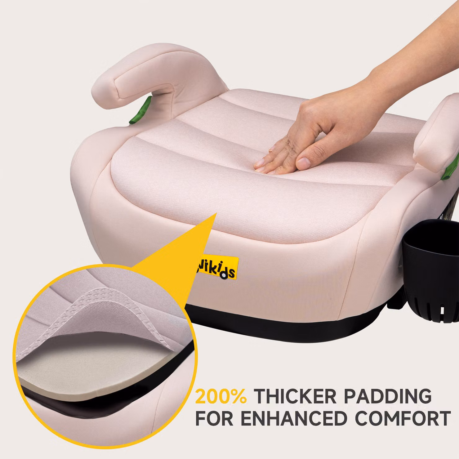 Aosom Pink ISOFIX Car Booster Seat with Cup Holder, ECE R129 i-Size, W: 42 cm, D: 40 cm, H: 17 cm – 5